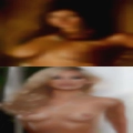 Naked woman swimming