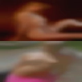 Naked woman swimming